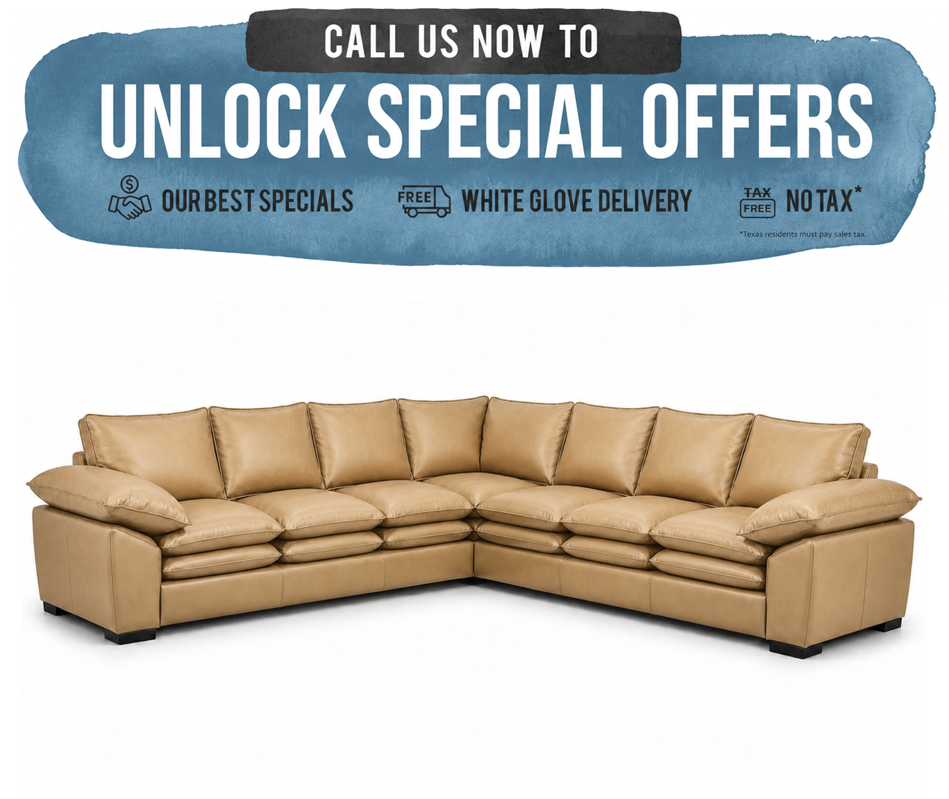 Omnia Tribeca Loft L-shaped leather sectional in tan leather