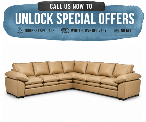 Omnia Tribeca Loft L-shaped leather sectional in tan leather