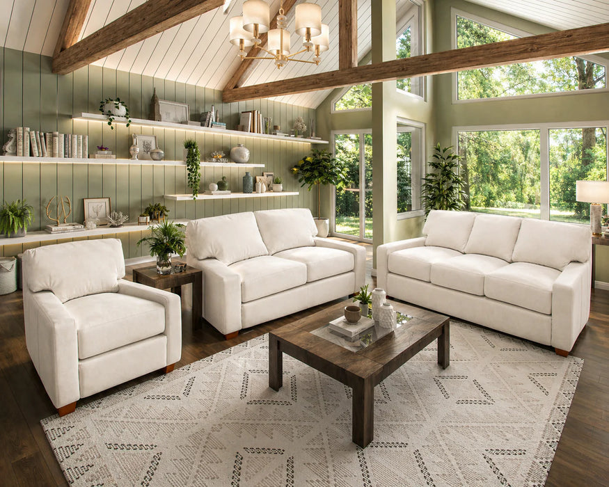 Omnia Albany White Leather Sofa Loveseat Chair