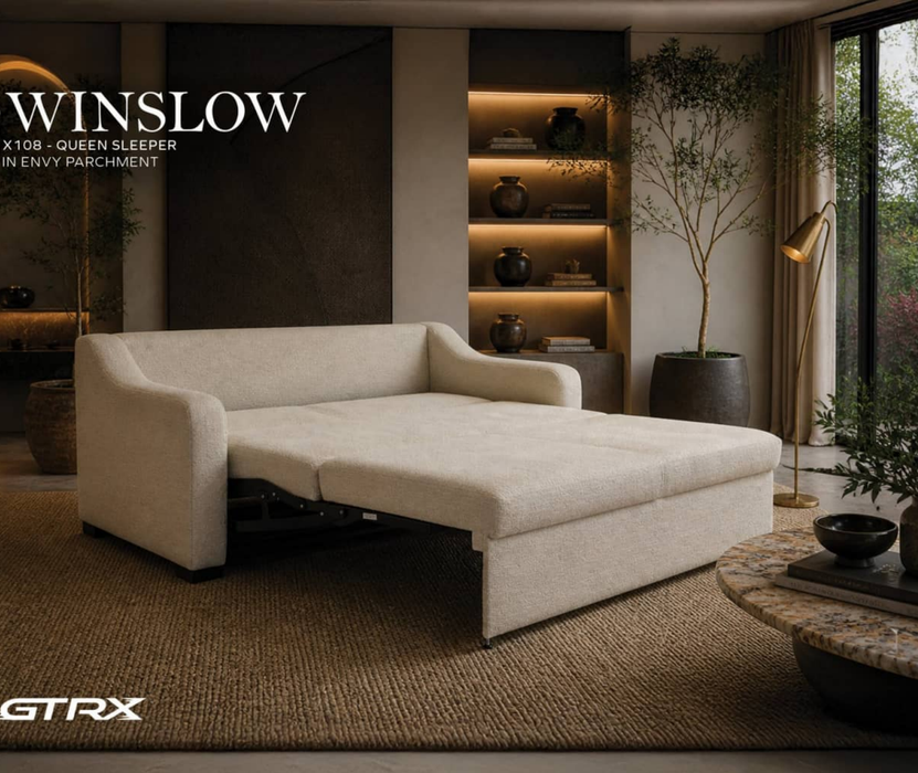 GTRX Winslow X108 Sleeper Sofa with the queen bed extended