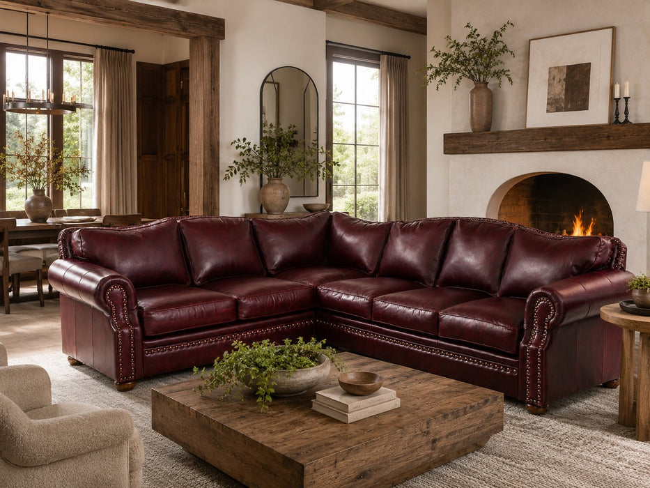 omnia laredo sectional leather red leather Rustic room