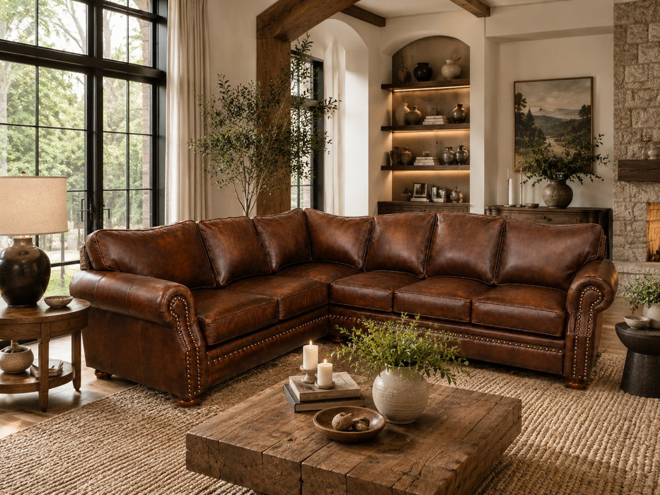 omnia laredo sectional leather rustic room