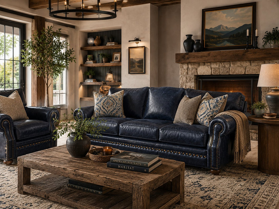 omnia laredo sofa Chair leather Blue Leather 