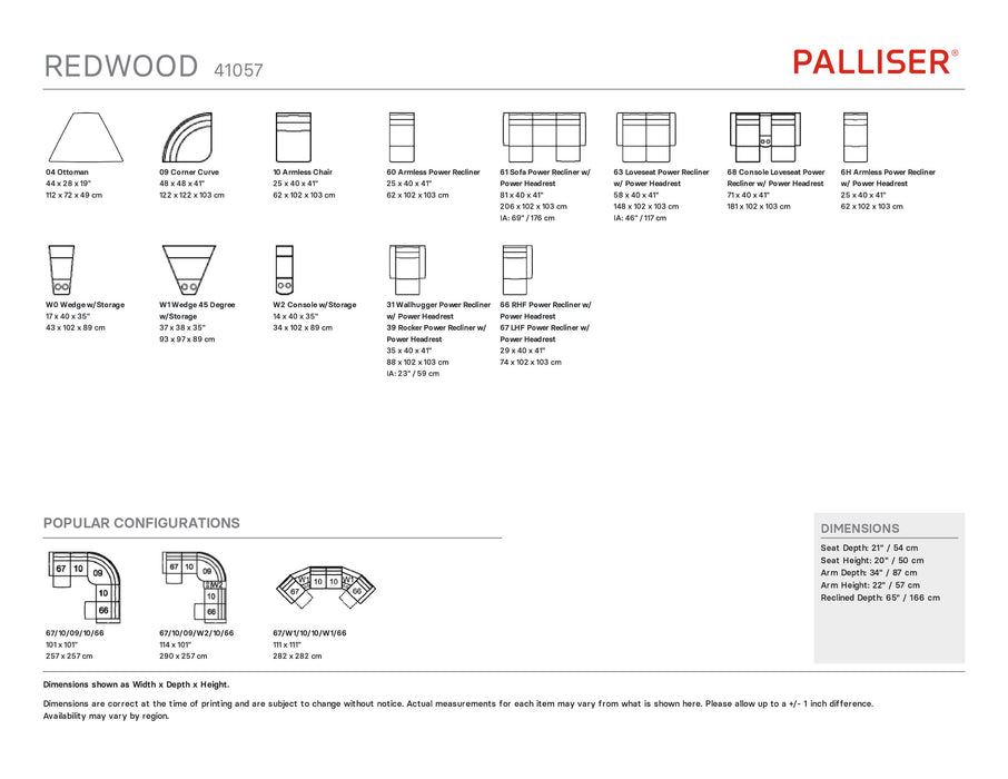 Palliser Redwood Sectional 41057