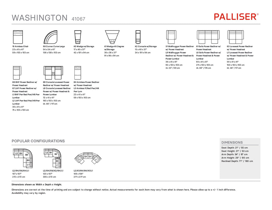 Palliser Washington 41067 Sectional