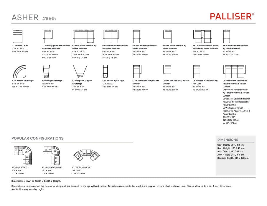 Palliser Asher 41065 Sectional