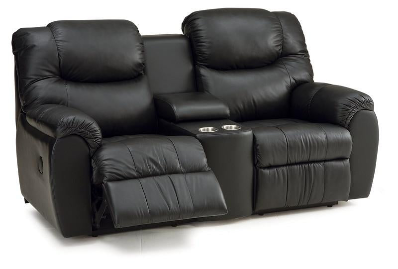 Regent - Powered Reclining Loveseat w/ home theater wedge front view