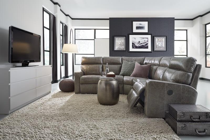 Oakwood - example living room w/ Left Arm Powered Loveseat, Armless Chair, Corner, Armless Chair, Right Arm Powered Loveseat