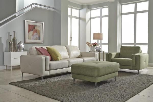 Zuri - example living room arrangement_3 cushion sofa w/ armchair and ottoman