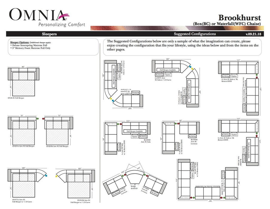 Omnia Brookhurst leather sofa and sectional configurations schematic sheet, page 2