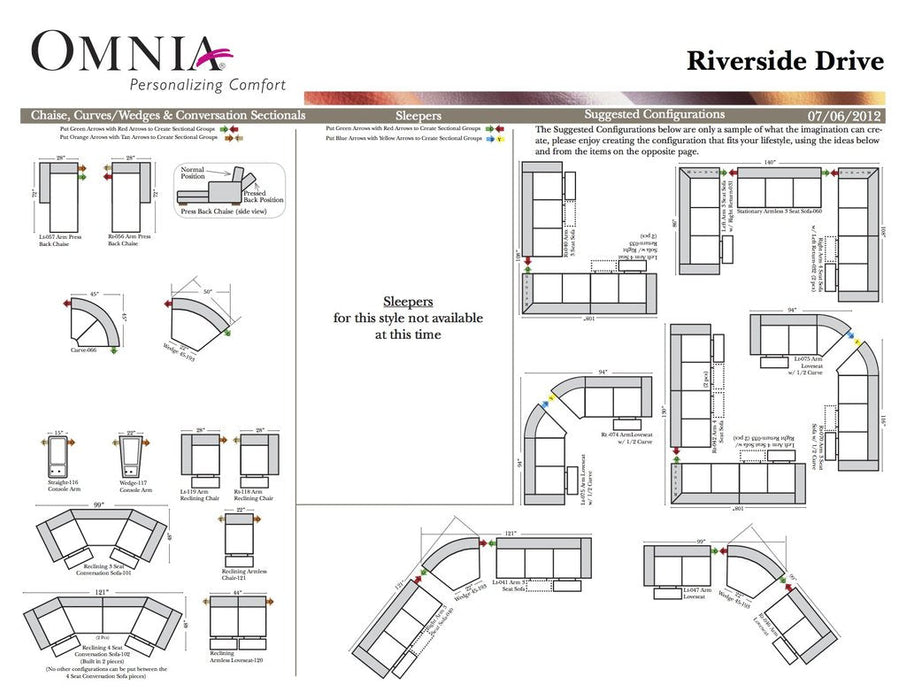 Omnia Riverside Drive leather sofa and sectional configurations schematic sheet, page 2